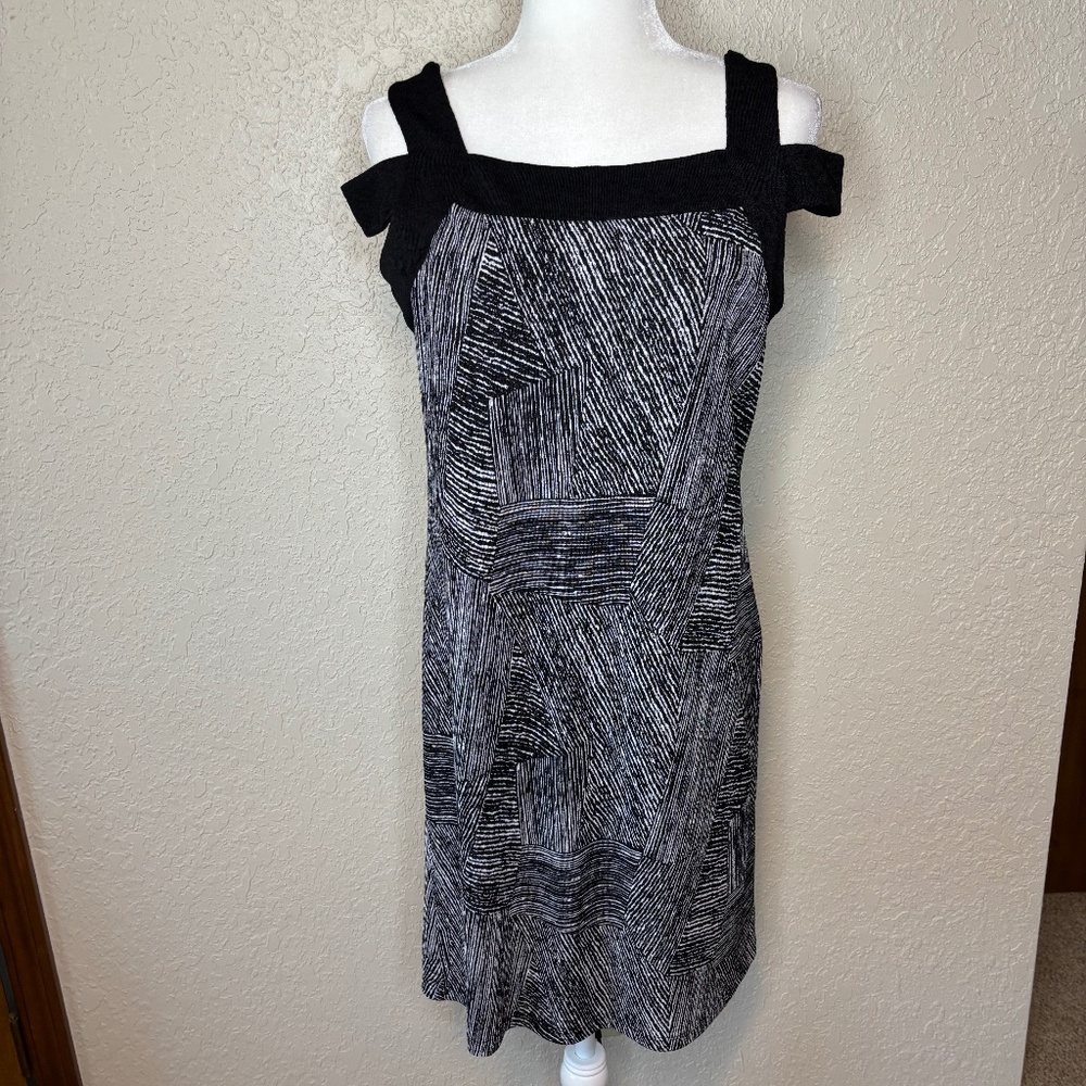 Tribal Femme Black White Geometric Print Knit Dress Women's Size M